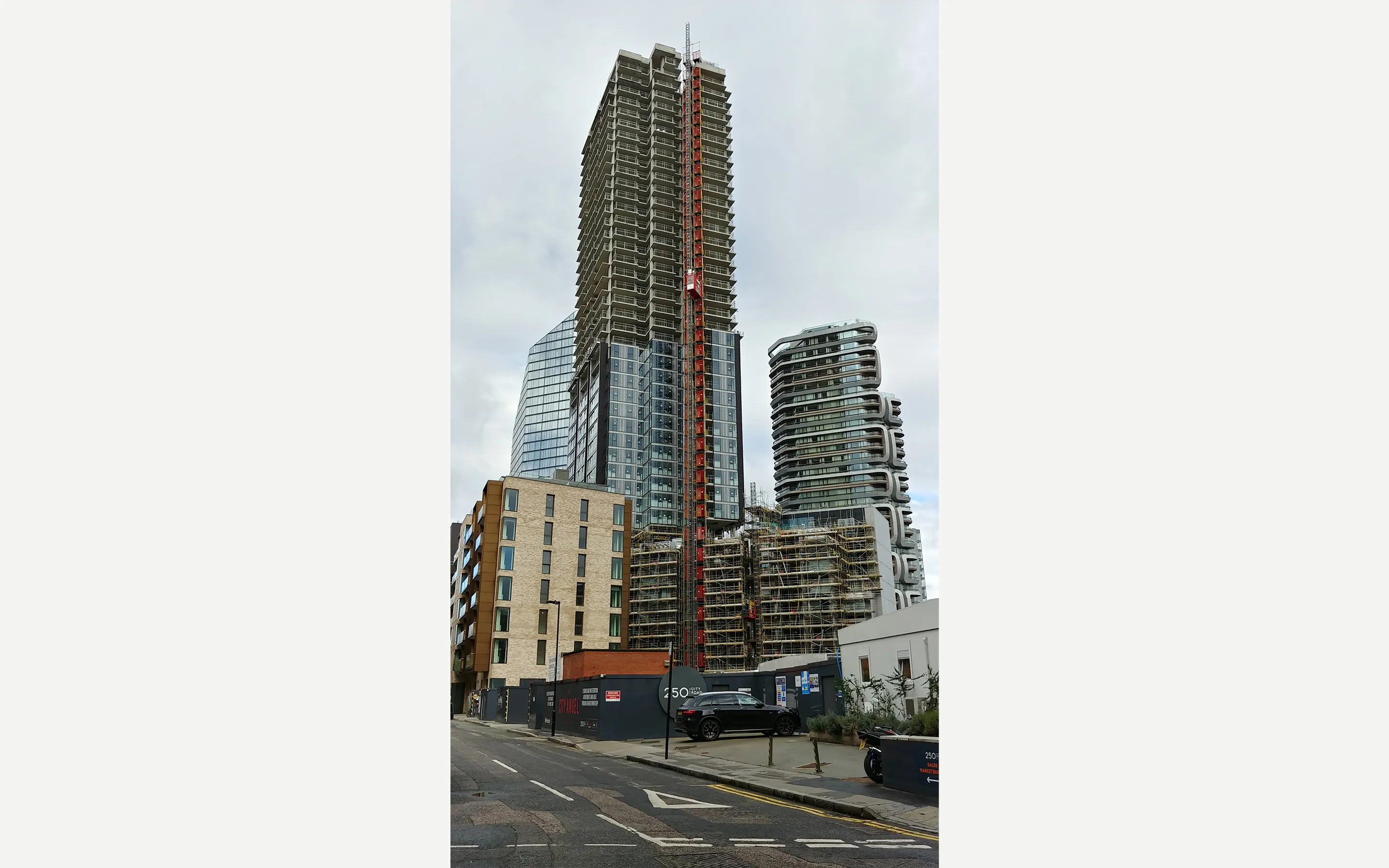 Tower 1 facade under construction.