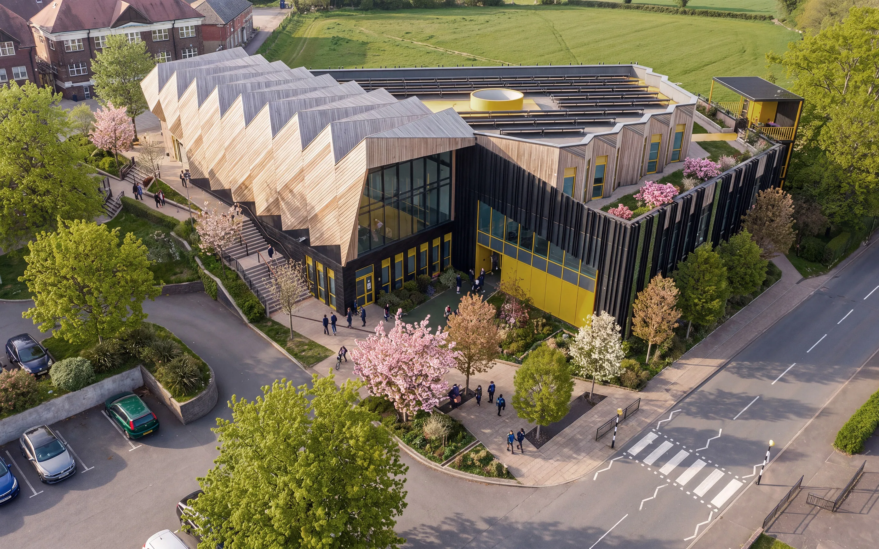 Birds eye view of the building.