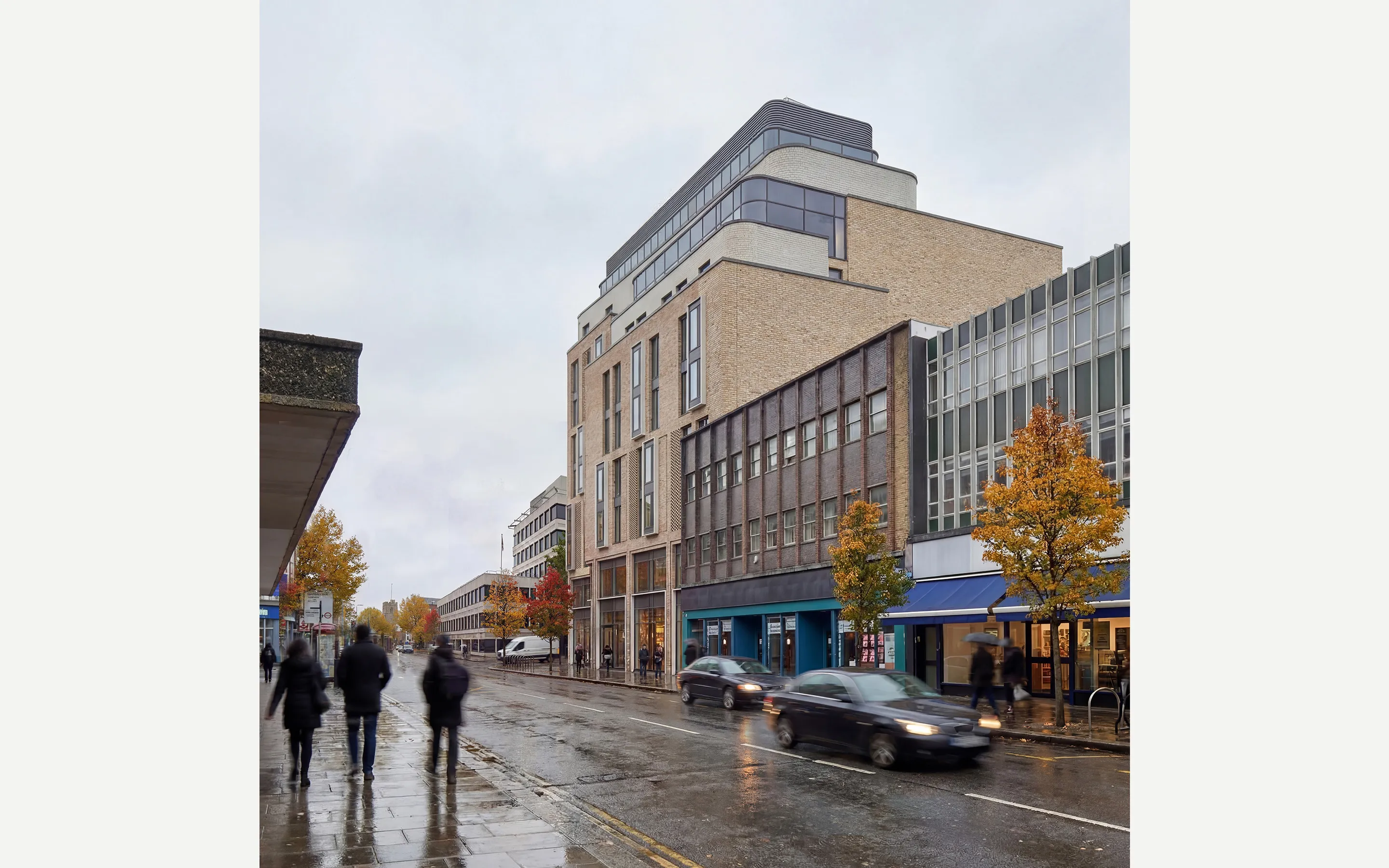 Rendered front side of the building