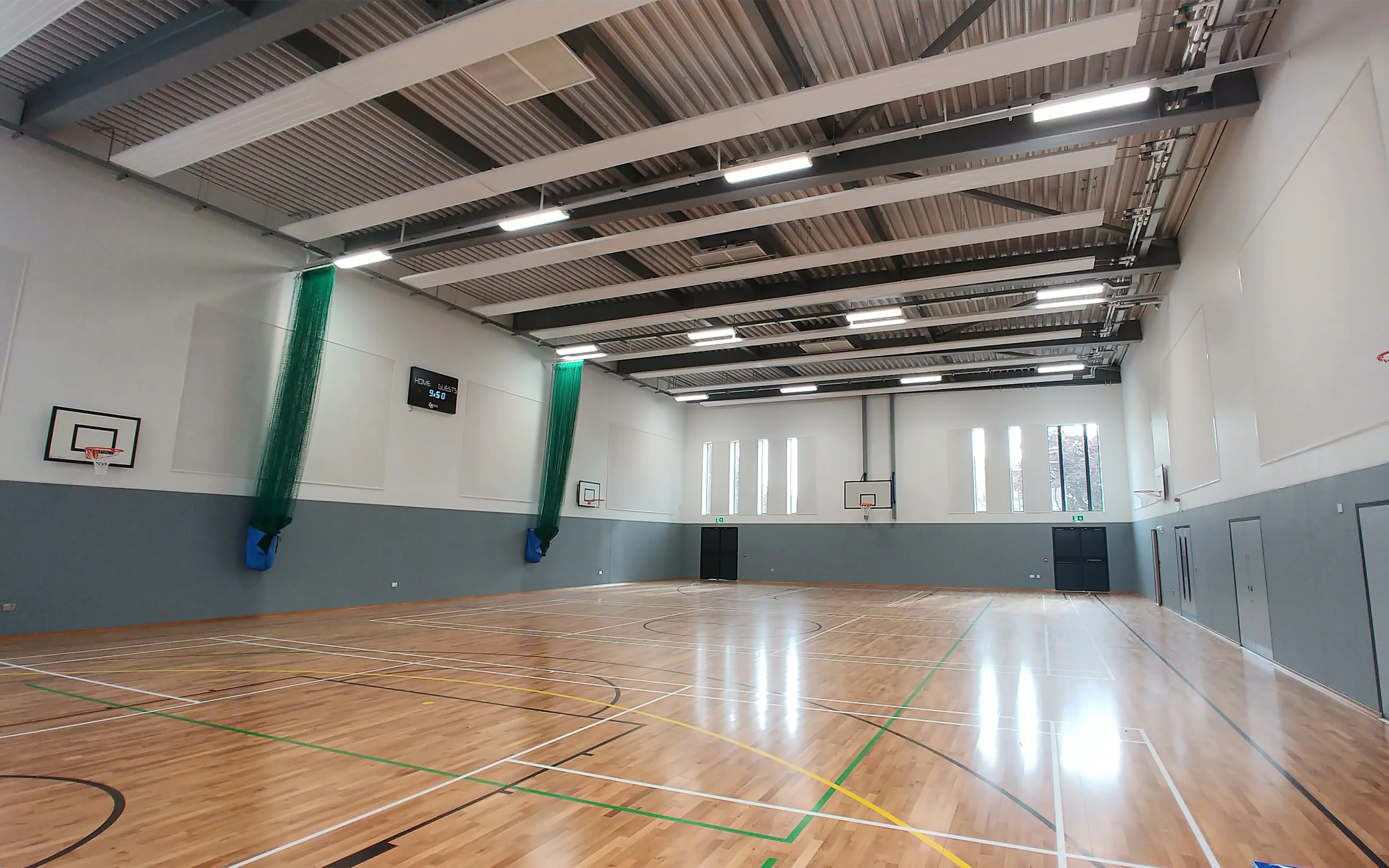 An inside view of the completed sports hall