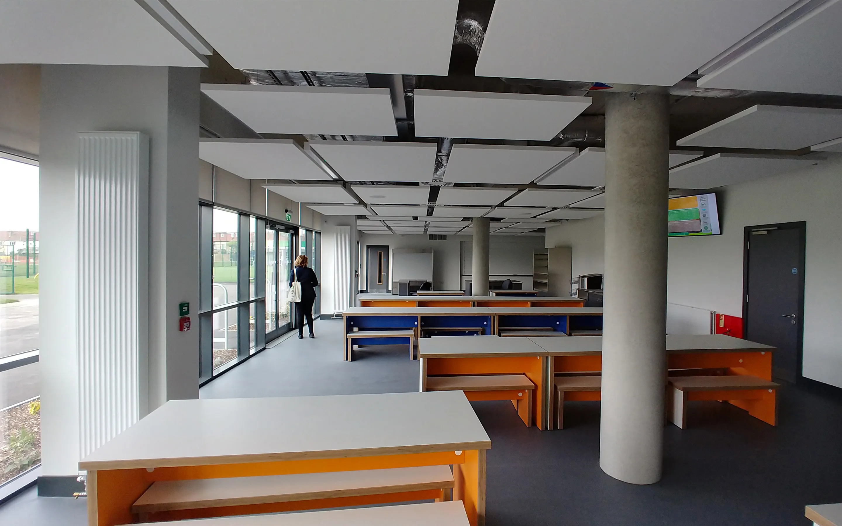 An inside view of the completed sports hall